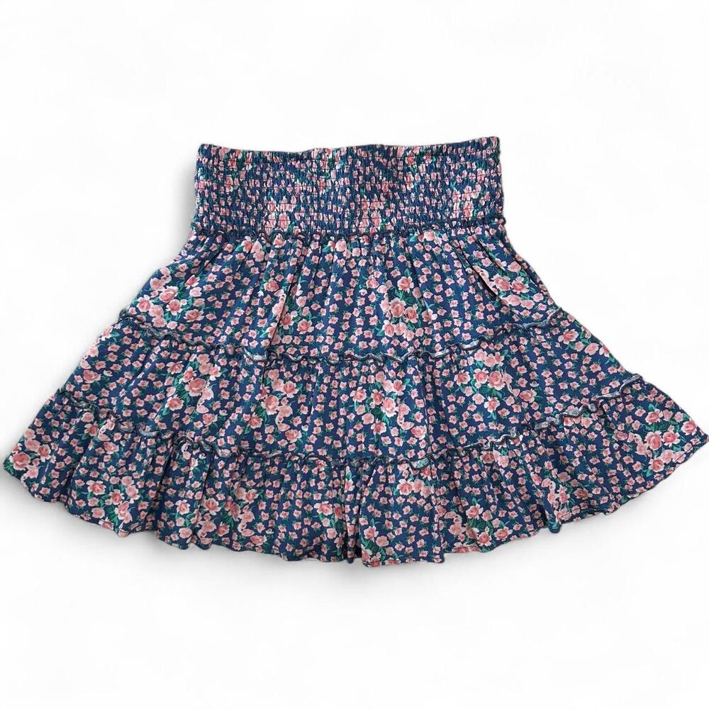 Cottagecore Floral Smocked Ruffle Mini Skirt